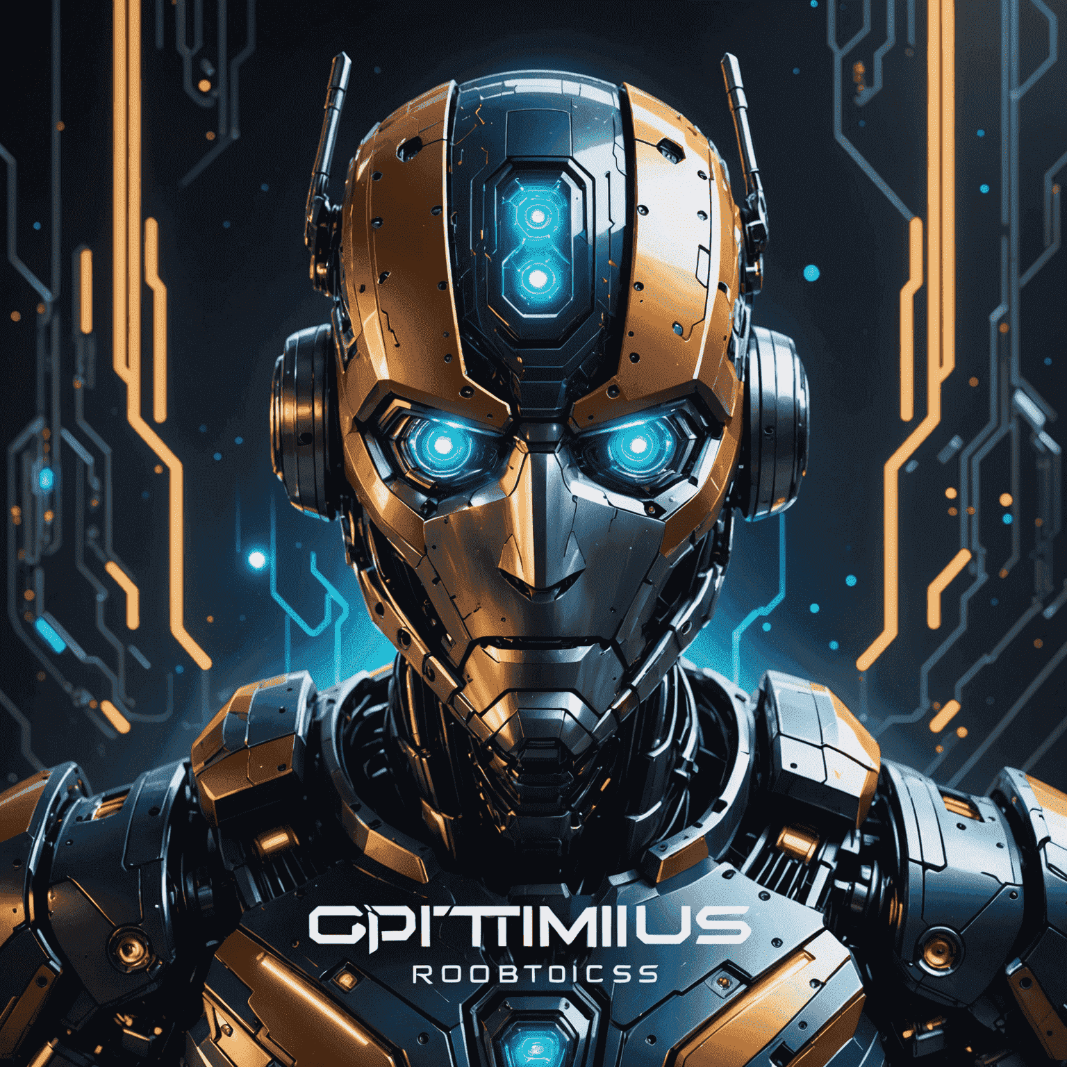 Optimus Robotics logo featuring a stylized robot face with glowing AI circuits