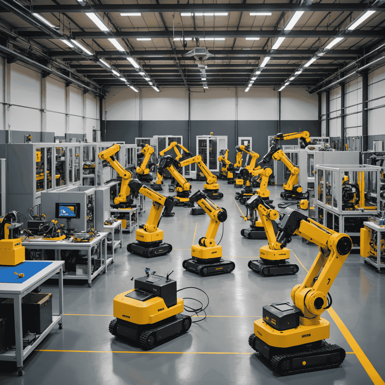 An expanded factory floor with new robotic assembly lines, showcasing increased production capacity for smart toys